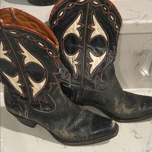 ACME Black and Cream Heeled Boots